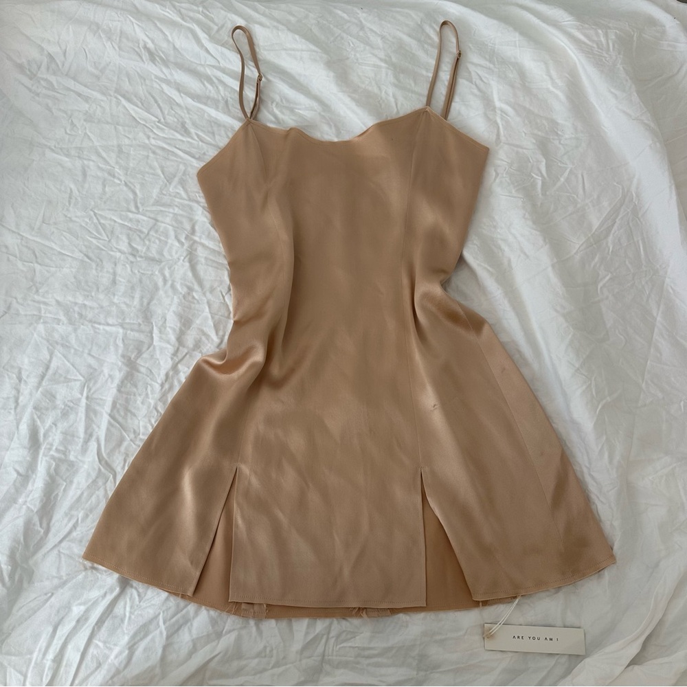 Are you am i champagne mini dress